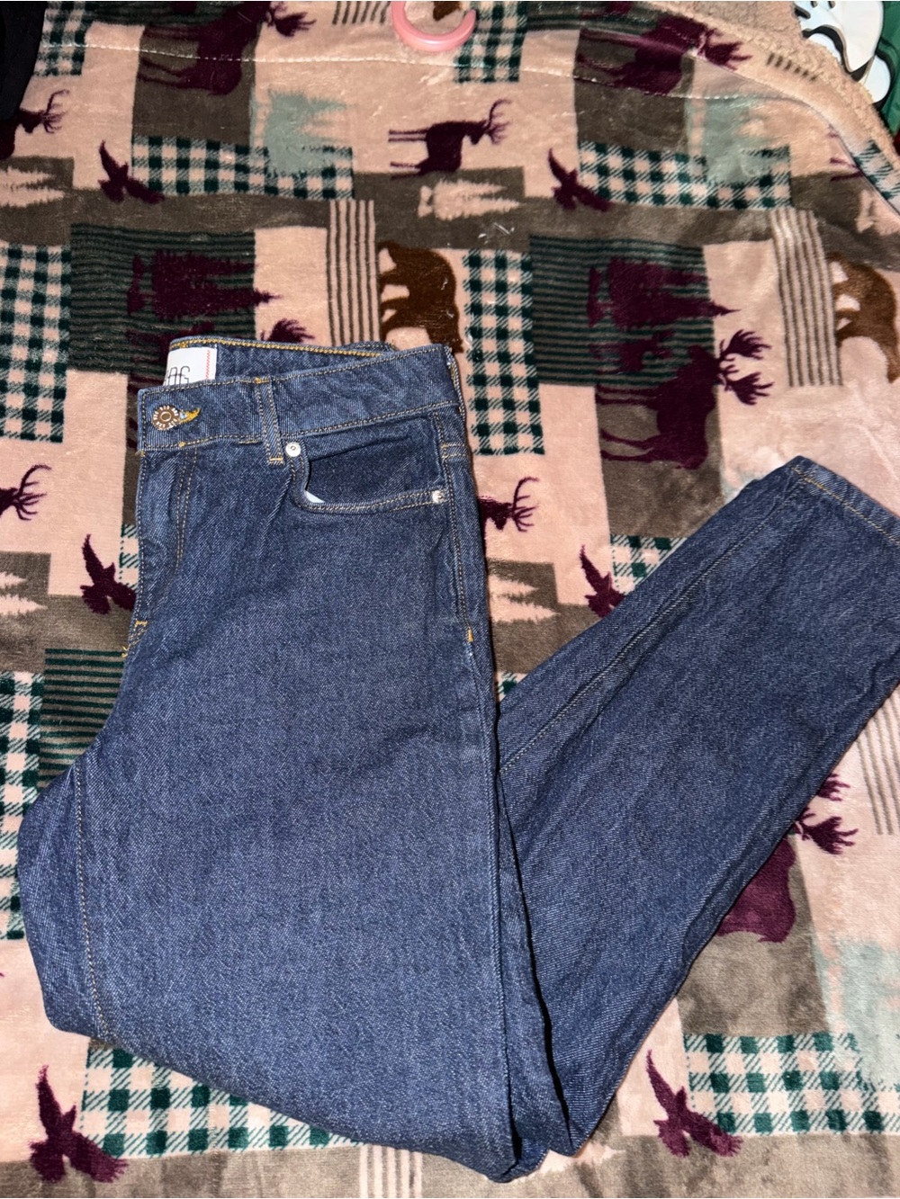 BDG High-Rise Straight Leg Jeans in Dark Blue Denim